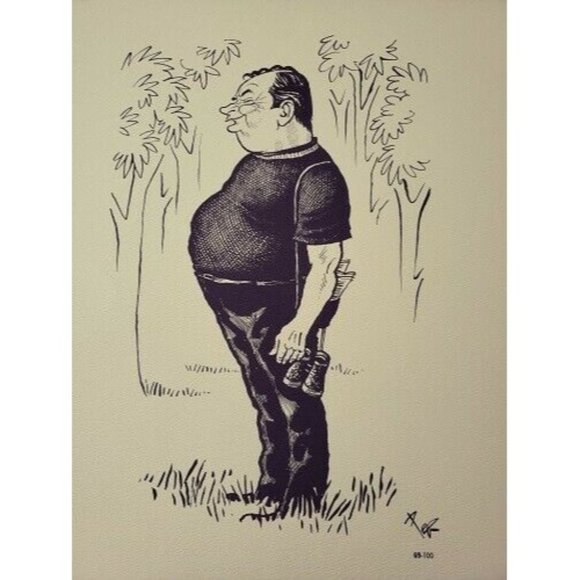 P. Bellocq Equestrian 1970's Caricature John Tammaro 14" x 17" Art Print #69 - Picture 1 of 3